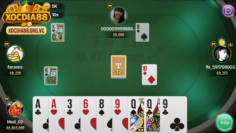 Phỏm xocdia88 có giao diện đơn giản dễ thao tác phù hợp với cả người mới.