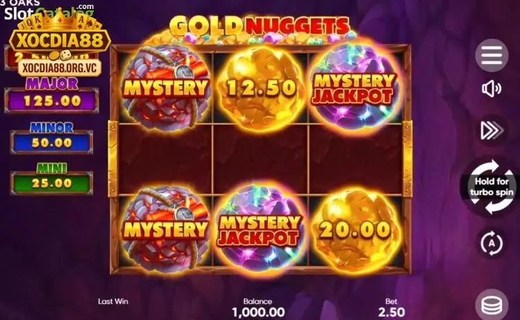 Các biểu tượng trong Mines Gold xocdia88 gồm vàng, đá quý và rương kho báu với giá trị thưởng khác nhau.